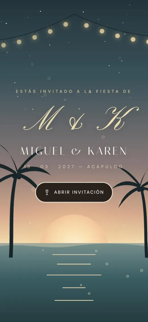 Invitaciones digitales Celebraloo: boda de Miguel y Karen en la playa de Acapulco